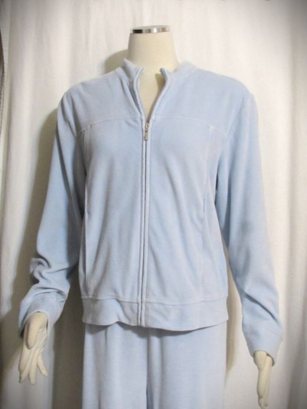 Womens Ladies Petite TALBOTS Blue Velour Sweatsuit Jacket & Pants PL Orig $198